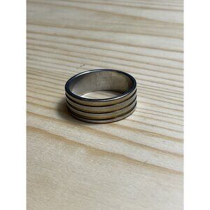 Mens Stainless Steel Gold Tone Ring